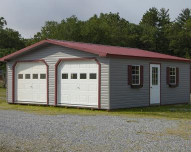 24x24 Custom Two-Car Modular Garage with Vinyl Siding and Metal Roofing