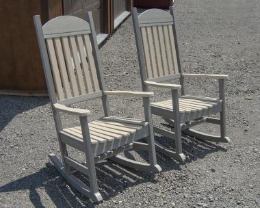 Set of Woodgrain Poly Porch Rocking Chairs